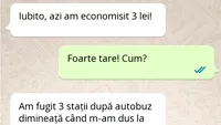 Bancul începutului de săptămână | Iubire, azi am economisit 3 lei