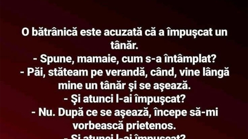 Bancul de sâmbătă | Bătrânica și tânărul