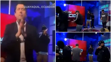 Coșmar pentru angajații televiziunii naționale din Ecuador. Rebelii au năvălit peste ei în studio. Țara e în plină revoluție. VIDEO