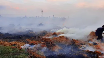 Incendiu puternic pe o suprafață de patru hectare în Ialomița. Pompierii încearcă să lichideze flăcările de aproape 48 de ore