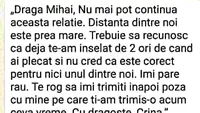 Bancul Zilei | Dragă Mihai, nu mai pot continua această relație. Trebuie să recunosc că..