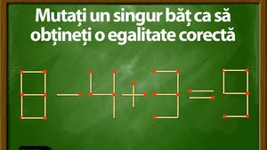 TEST IQ | Mutați un singur chibrit pentru a transforma "8-4+3=9" într-o egalitate