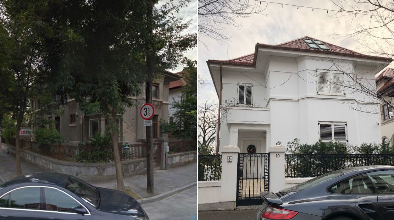 Vila lui Matei Stratan înainte şi după ce milionarul a achiziţionat-o şi renovat-o