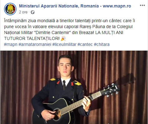 Și Ministerul Apărării îl susține pe tânărul Rareș să își îndeplinească visele