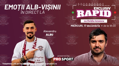 Rapid așteaptă derby-ul cu FCSB din postura de lider al ligii 1, iar noi vă aducem ultimele detalii despre partida de duminică seară, în direct la "EXCLUSIV RAPID", de la 18:00, pe YouTube - ProSport