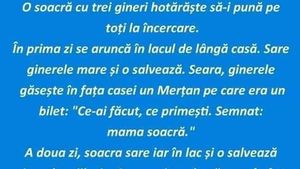 BANCUL ZILEI | O soacră cu 3 gineri hotărăște să-i pună pe toți la încercare