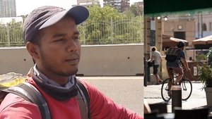 Iadul prin care trece acest curier din Bangladesh, care livrează mâncare pe 40 de grade în București: ”Îmi arde fața!”