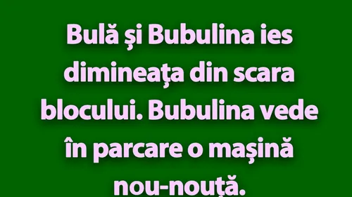 BANC | Bulă, Bubulina și mașina nou-nouță!