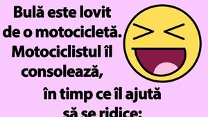 BANC | Bulă este lovit de o motocicletă