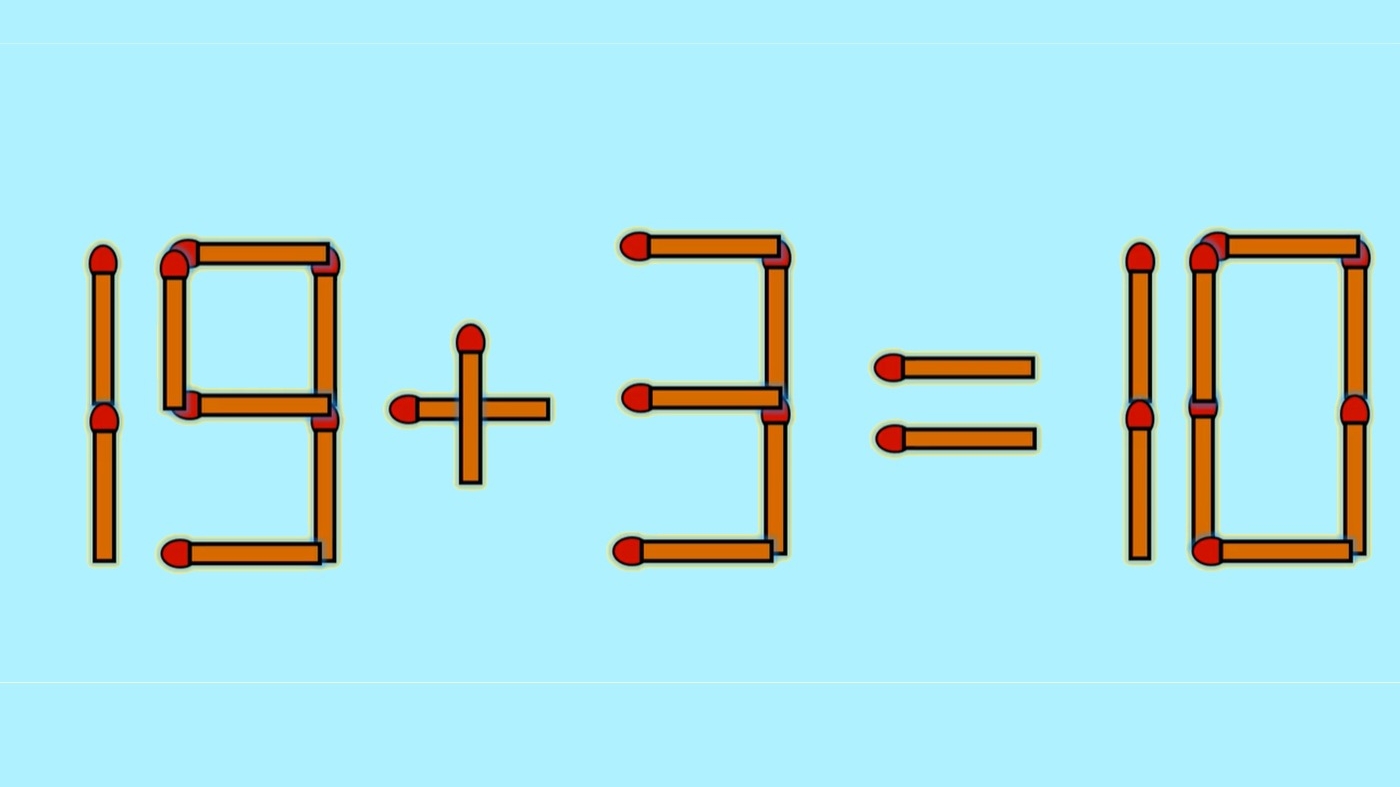 Test IQ cu chibrituri | Corectați 19 + 3 = 10, mutând un singur băț