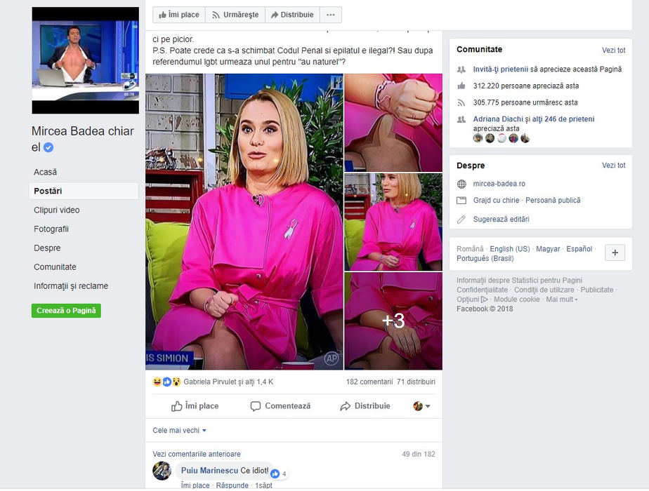 captura foto postare Facebook Mircea Badea