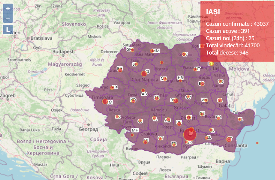 Covid-19 în județul Iași, România la data de 1 septembrie 2021.