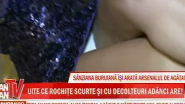 VIDEO Am descoperit secretul din sifonierul Sanzianei Buruiana! Singura regula: nicio bluza pe gat! Toate hainele ei au decolteuri adanci iar chiloteii sunt cat un siret!