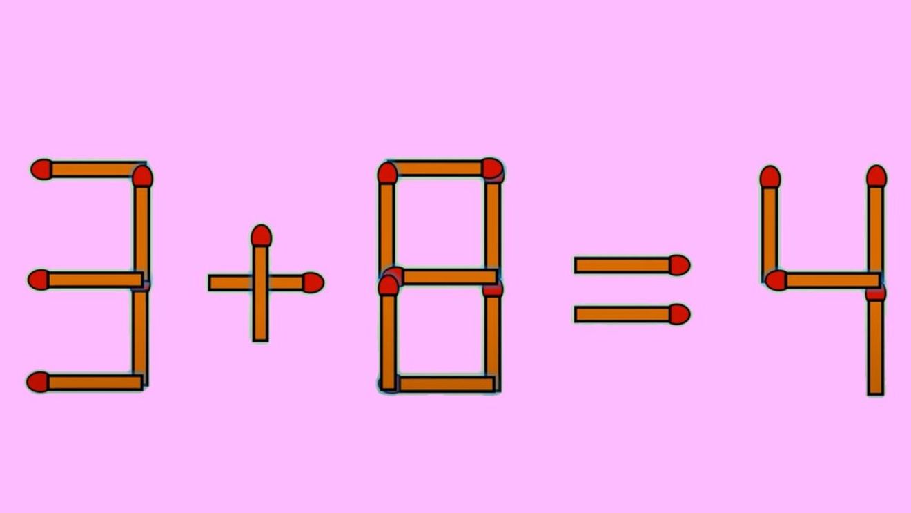 Test IQ cu chibrituri | Corectați 3 + 8 = 4, mutând un singur băț