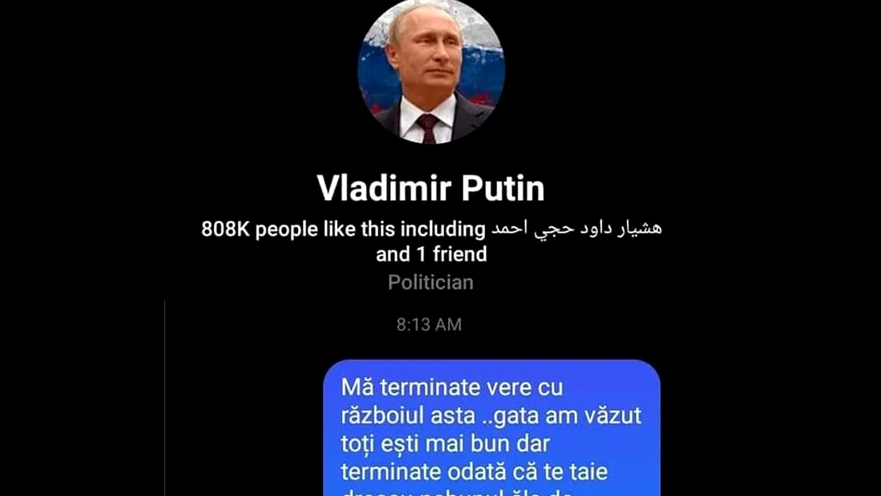 Nu e o glumă! Ce i-a scris un român lui Vladimir Putin, pe Facebook, după ce a invadat Ucraina: Mai termină-te, vere, cu...