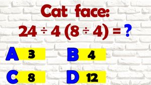 Test de inteligență cu 4 varinte de răspuns: Cât face 24:4(8:4)?