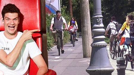 A început „campania”, iar noi avem dovada... Tudor Chirilă face baie de mulțime pe bicicletă!
