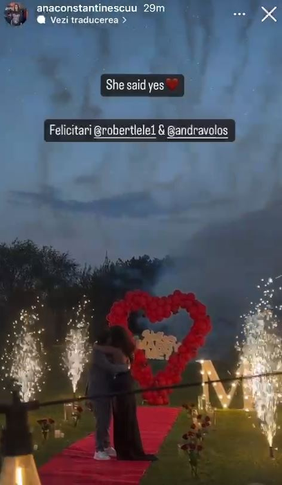 Andra Volos a fost cerută în căsătorie de Robert Lele / sursă: capturi video