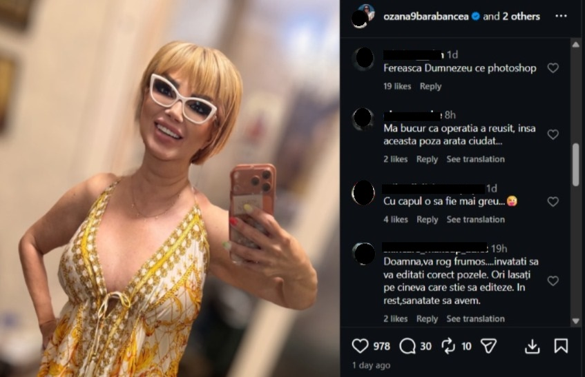 Cum arată Ozana Barabancea după ce și-a operat bustul. Fanii au taxat-o grav: „Doamnă, v-ați pierdut umărul în edit”