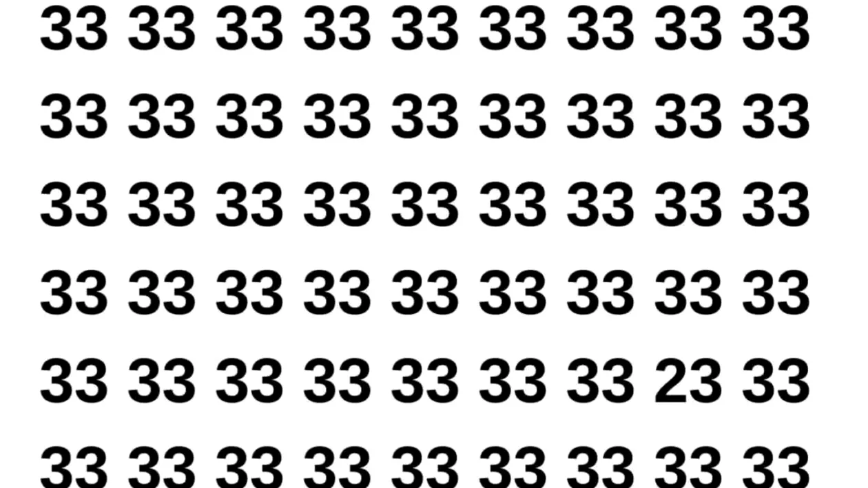 Test de perspicacitate | Nu toate numerele din imagine sunt 33. Găsiți-l pe cel diferit!
