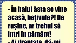 BANC | "În halul ăsta se vine acasă, bețivule?"