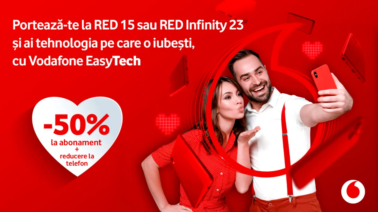 De Valentine’s Day, te portezi la Vodafone și ai 50% discount la abonamente & super prețuri la telefoane