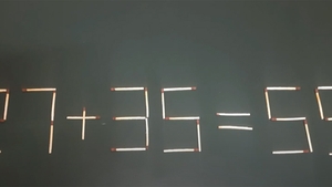 Test de inteligență doar pentru genii | Mută un singur chibrit pentru a corecta 27+35=55