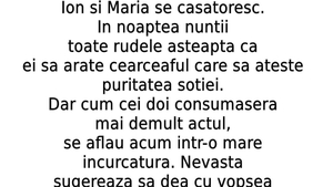BANC | Ion și Maria se căsătoresc. În noaptea nunții, toate rudele așteaptă ca ea să arate cearceaful