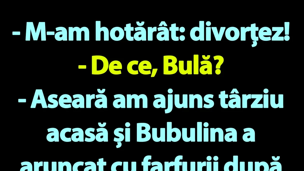 BANC | Bula a hotărât să divorțeze de Bubulina