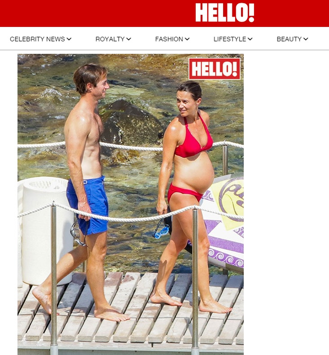 Pippa Middleton, însărcinată în 8 luni, la plajă! Cum arată în costum de baie