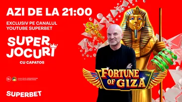 Aventura lui Dan Capatos cu sloturile online continuă azi de la 21 pe YouTube Superbet cu bogățiile piramidei din Giza!