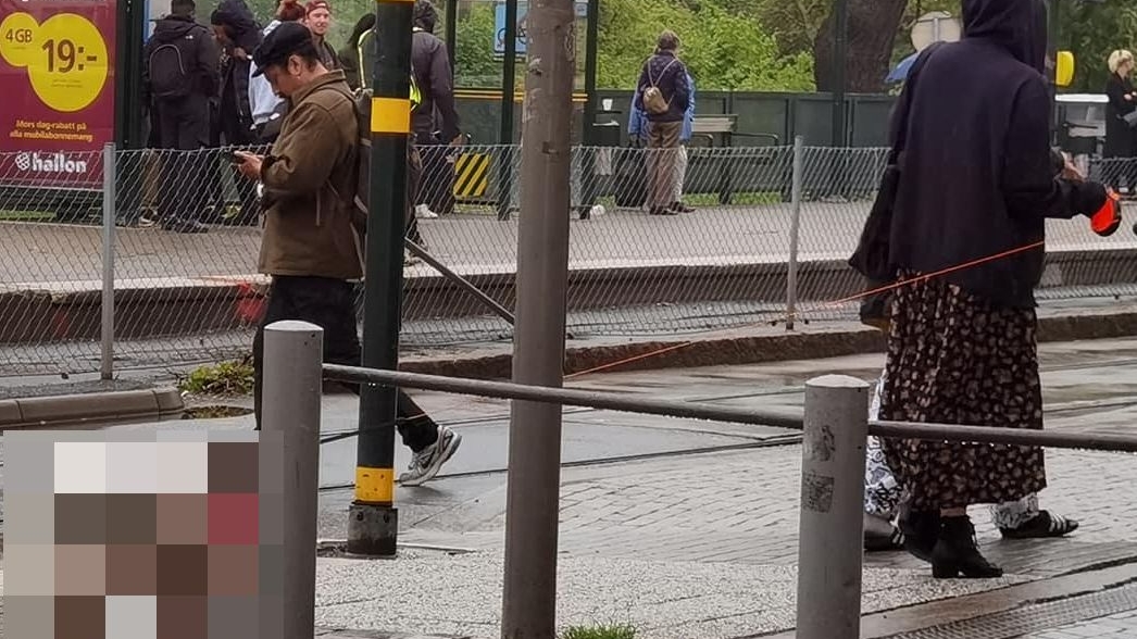 Imagini inedite într-o stație de autobuz din Suedia. Ce animal domestic plimbă o femeie în ham. FOTO
