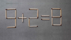 TEST IQ | Mutați un singur chibrit pentru a corecta: 9 + 2 = 8