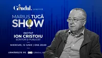 Marius Tucă Show începe miercuri, 12 iunie, de la ora 20.00, live pe gândul.ro. Invitat: Ion Cristoiu