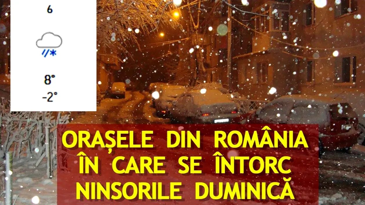 Orașele mari din România în care se întorc ninsorile duminică, potrivit meteorologilor Accuweather