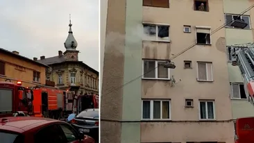 Trei persoane intoxicate cu fum în urma unui incendiu într-un bloc din Arad. VIDEO