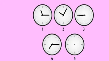 Test de inteligență | Ce oră indică al cincilea ceas din imagine?