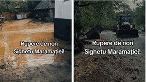 Furtună devastatoare în Maramureș! S-au rupt norii în Sighetu Marmației: case inundate, copaci doborâți de vânt și grindină