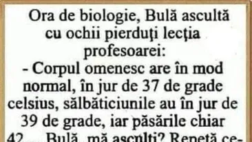 BANC | Bulă, la ora de biologie: Omul are 37 de grade Celsius, dar când devine sălbatic..