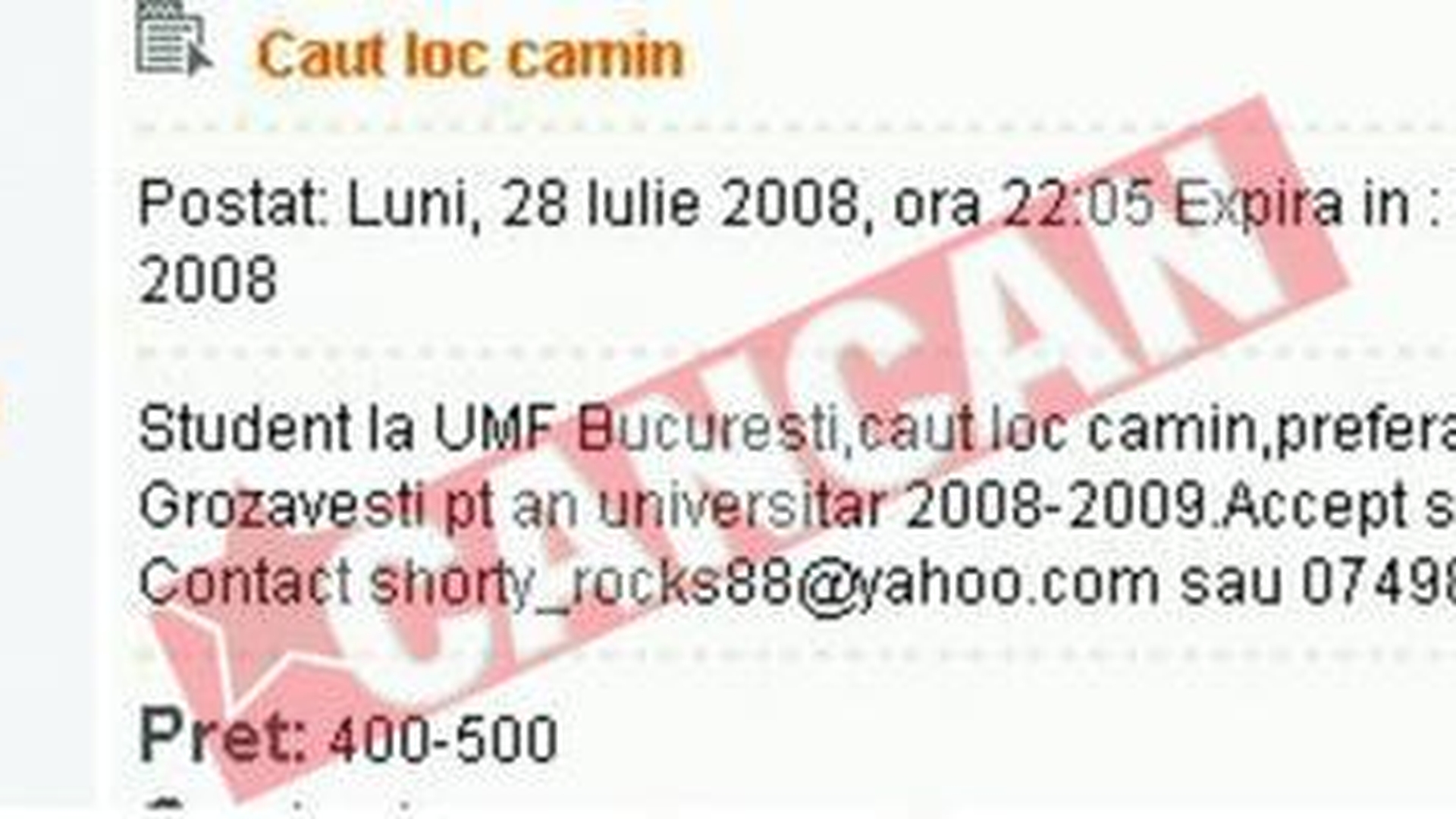 Studentii vor plati dublu locurile in camine "la negru"