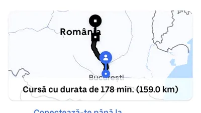 Un client a comandat un Uber de la Aeroportul Otopeni la Brașov. Câți bani i s-au cerut pentru cursa de 178 minute