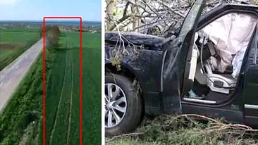 Filmare cu drona de la accidentul în care a murit Răzvan Ciobanu. A condus 700 de metri pe câmp