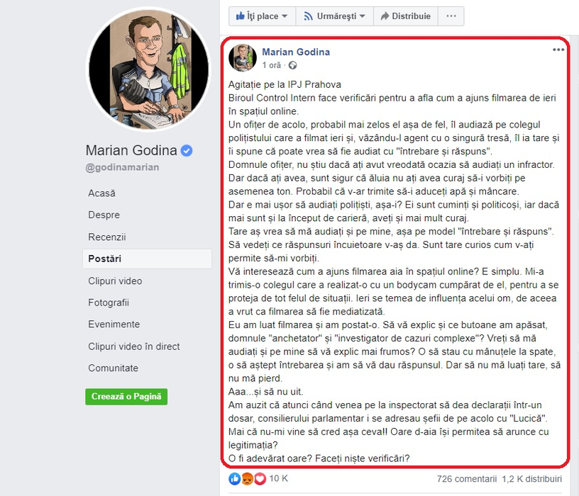 Marian Godină s-a dezlănțuit în ancheta deschisă în cazul polițistului care l-a filmat pe consilierul Lucian Rădulescu în timp ce îl amenința! Ce mesaj tranșant le-a transmis colegilor lui