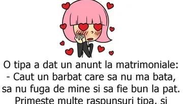 BANC | O tipă a dat anunț la matrimoniale: Caut un bărbat care să..