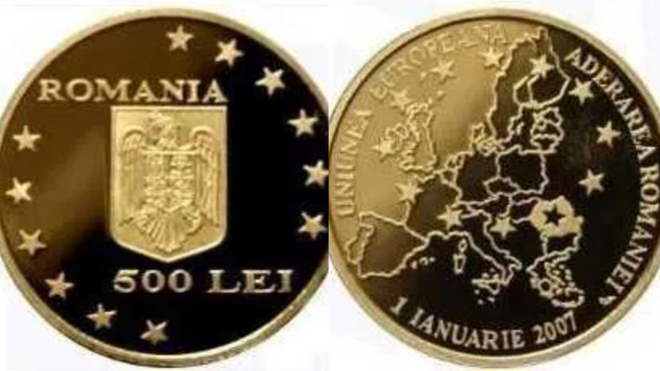 O ai acasă la părinți ori bunici?! Suma ireală cu care se vinde o monedă rară, de aur, de 500 de lei