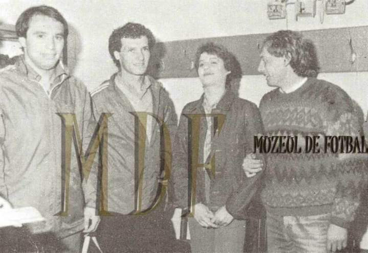 Aurel Țicleanu, Ion Geolgău, Nadia Comăneci și Ilie Balaci (de la stânga la dreapta)