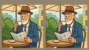 Test de inteligență | Acești doi pensionari par identici, dar nu sunt. Identificați 3 diferențe!