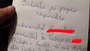 Râzi cu lacrimi! Cum a completat un tânăr din Bihor declarația de proprie răspundere: "Declar că mă deplasez din Cuzap la Voievozi, de azi și până..."