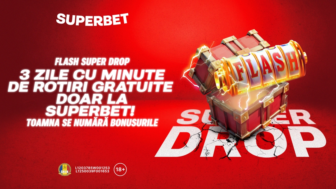 (P) Flash Super Drop! Ai 3 zile cu rotiri gratuite, doar la Superbet