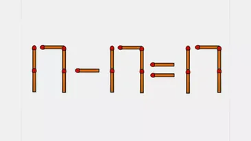 Test IQ cu bețe de chibrit | Mută unul singur pentru a rezolva ecuația 17-17=17